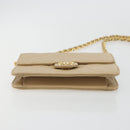 CHANEL Chain Shoulder Bag Lamb Skin Beige Gold CC Auth mr2475-9