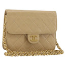 CHANEL Chain Shoulder Bag Lamb Skin Beige Gold CC Auth mr2475V-1