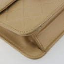 CHANEL Chain Shoulder Bag Lamb Skin Beige Gold CC Auth mr2475V-11