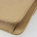 CHANEL Umhängetasche mit Kette Lammleder Beige Gold CC Auth mr2475V-15