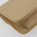 CHANEL Chain Shoulder Bag Lamb Skin Beige Gold CC Auth mr2475V-13