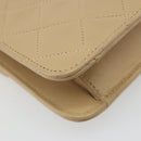 CHANEL Umhängetasche mit Kette Lammleder Beige Gold CC Auth mr2475V-16