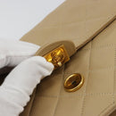 CHANEL Chain Shoulder Bag Lamb Skin Beige Gold CC Auth mr2475V-15