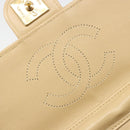 CHANEL Umhängetasche mit Kette Lammleder Beige Gold CC Auth mr2475V-11