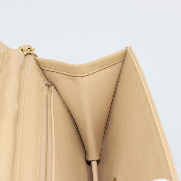 CHANEL Chain Shoulder Bag Lamb Skin Beige Gold CC Auth mr2475V