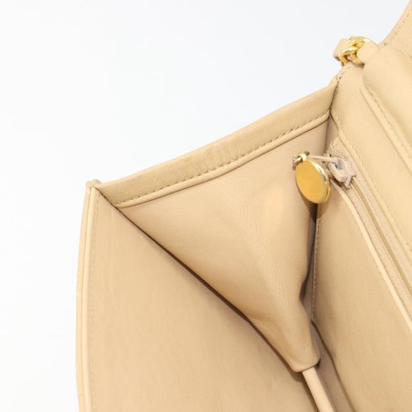 CHANEL Umhängetasche mit Kette Lammleder Beige Gold CC Auth mr2475V