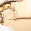 CHANEL Umhängetasche mit Kette Lammleder Beige Gold CC Auth mr2475V-23