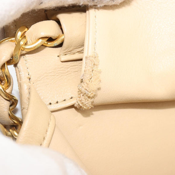 CHANEL Umhängetasche mit Kette Lammleder Beige Gold CC Auth mr2475V
