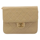 CHANEL Umhängetasche mit Kette Lammleder Beige Gold CC Auth mr2475V-13