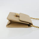 CHANEL Chain Shoulder Bag Lamb Skin Beige Gold CC Auth mr2475V-4
