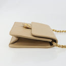 CHANEL Umhängetasche mit Kette Lammleder Beige Gold CC Auth mr2475V-3