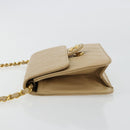 CHANEL Chain Shoulder Bag Lamb Skin Beige Gold CC Auth mr2475V-5