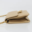 CHANEL Umhängetasche mit Kette Lammleder Beige Gold CC Auth mr2475V-4