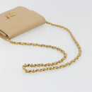 CHANEL Umhängetasche mit Kette Lammleder Beige Gold CC Auth mr2475V-7