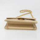 CHANEL Umhängetasche mit Kette Lammleder Beige Gold CC Auth mr2475V-5