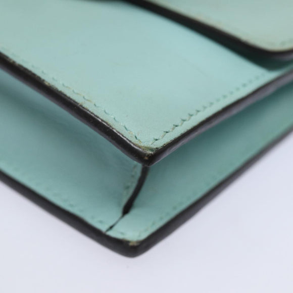 GUCCI Shoulder Wallet Leather Light Blue 369664 Auth mr248