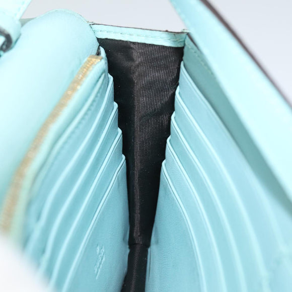 GUCCI Shoulder Wallet Leather Light Blue 369664 Auth mr248