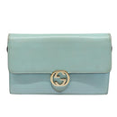 GUCCI Shoulder Wallet Leather Light Blue 369664 Auth mr248-13