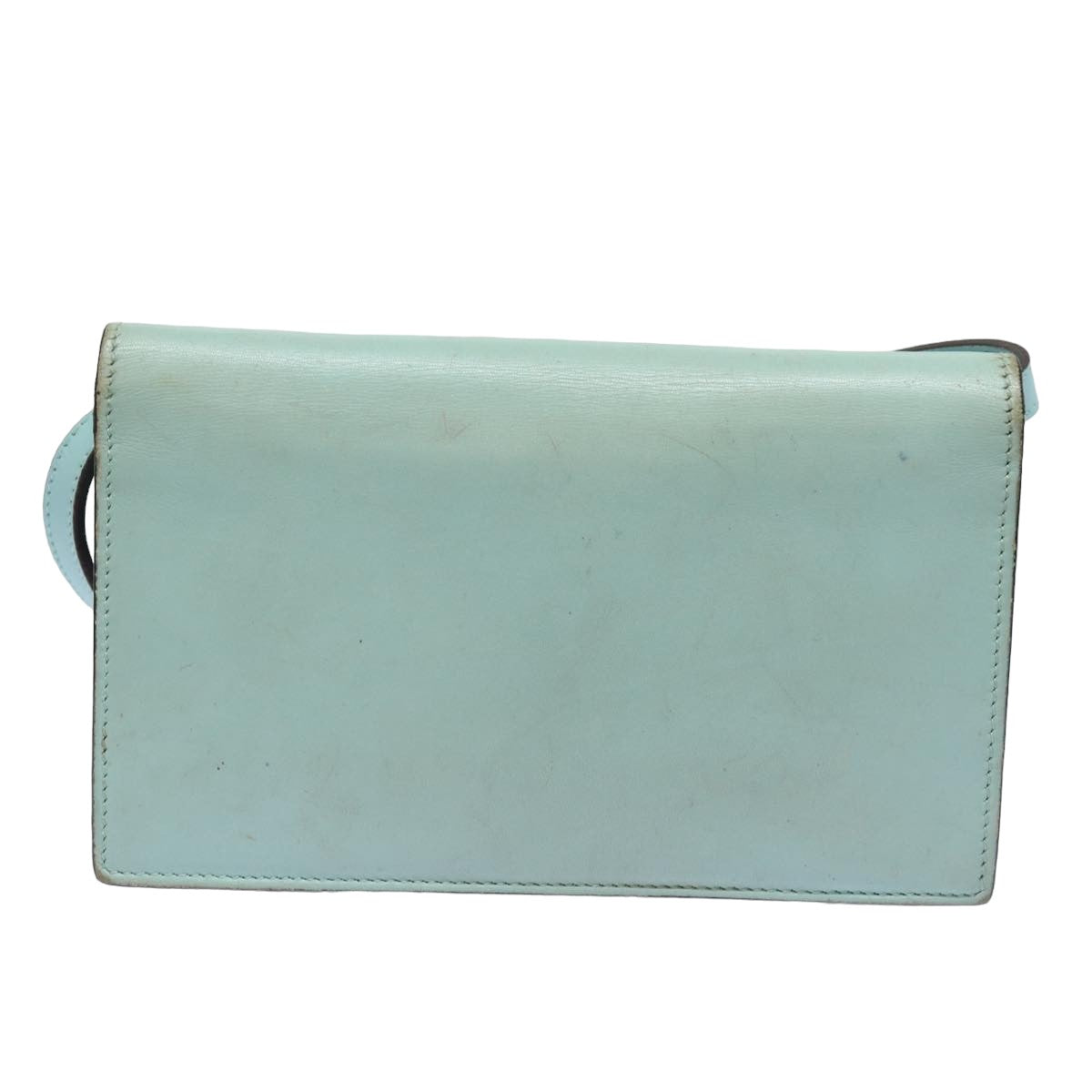 GUCCI Shoulder Wallet Leather Light Blue 369664 Auth mr248