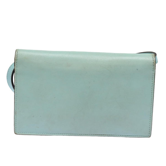GUCCI Shoulder Wallet Leather Light Blue 369664 Auth mr248