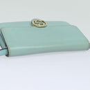 GUCCI Shoulder Wallet Leather Light Blue 369664 Auth mr248-6