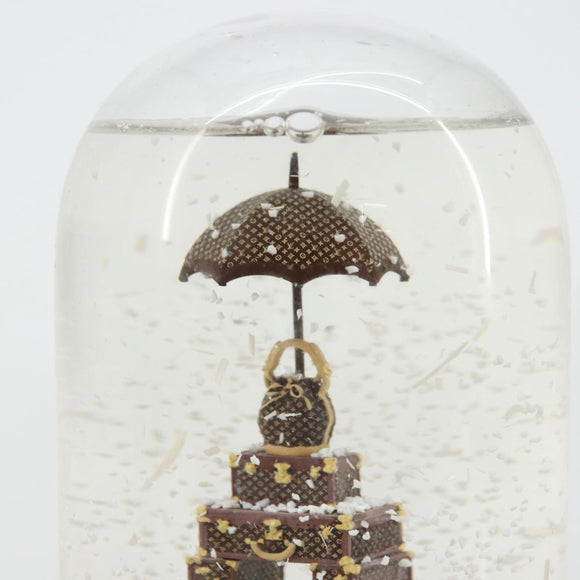 LOUIS VUITTON Trunk Tower Eiffel Tower Snow Globe plastic Clear LV Auth mr2481V