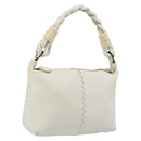 BOTTEGA VENETA Hand Bag Leather White Silver Auth mr2483-1