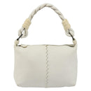BOTTEGA VENETA Hand Bag Leather White Silver Auth mr2483-13