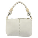 BOTTEGA VENETA Hand Bag Leather White Silver Auth mr2483-2