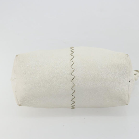 BOTTEGA VENETA Hand Bag Leather White Silver Auth mr2483