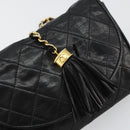 CHANEL Matelasse Chain Shoulder Bag Lamb Skin Black Gold CC Auth mr2484-14