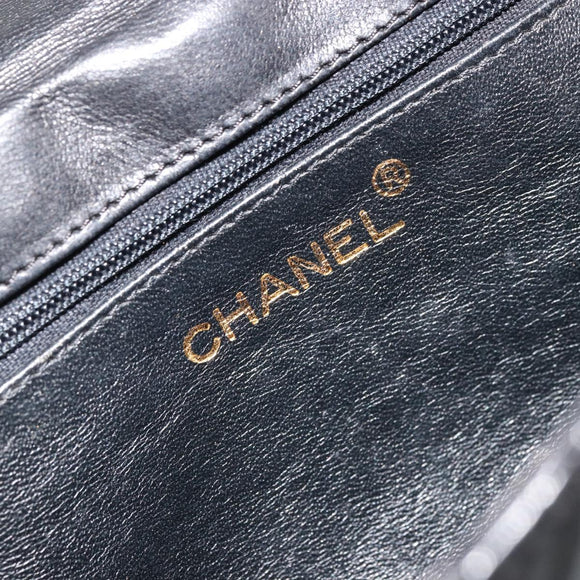 CHANEL Matelasse Chain Shoulder Bag Lamb Skin Black Gold CC Auth mr2484