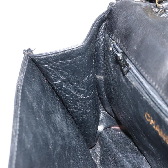 CHANEL Matelasse Chain Shoulder Bag Lamb Skin Black Gold CC Auth mr2484