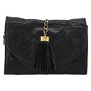 CHANEL Matelasse Chain Shoulder Bag Lamb Skin Black Gold CC Auth mr2484-2