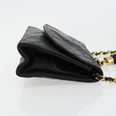 CHANEL Matelasse Chain Shoulder Bag Lamb Skin Black Gold CC Auth mr2484-4