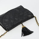 CHANEL Matelasse Chain Shoulder Bag Lamb Skin Black Gold CC Auth mr2484-6
