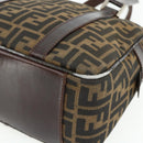 FENDI Zucca Canvas Hand Bag Black Brown Auth mr2487-10