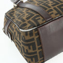 FENDI Zucca Canvas Hand Bag Black Brown Auth mr2487-11