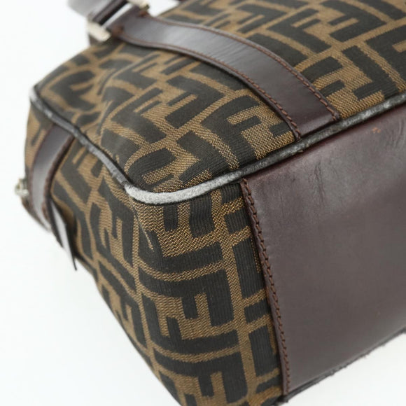 FENDI Zucca Canvas Hand Bag Black Brown Auth mr2487