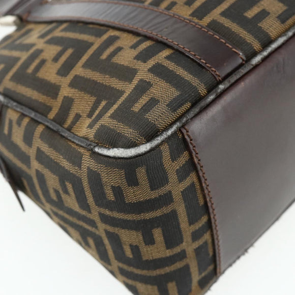 FENDI Zucca Canvas Hand Bag Black Brown Auth mr2487