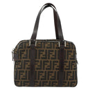 FENDI Zucca Canvas Hand Bag Black Brown Auth mr2487-2