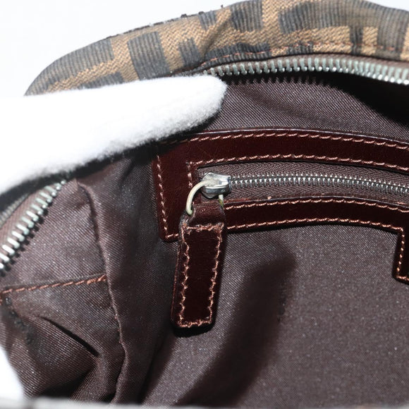 FENDI Zucca Canvas Hand Bag Black Brown Auth mr2487