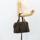 FENDI Zucca Canvas Hand Bag Black Brown Auth mr2487-23