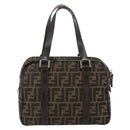 FENDI Zucca Canvas Hand Bag Black Brown Auth mr2487-3