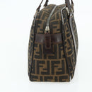 FENDI Zucca Canvas Hand Bag Black Brown Auth mr2487-4