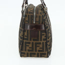 FENDI Zucca Canvas Hand Bag Black Brown Auth mr2487-5