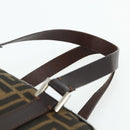 FENDI Zucca Canvas Hand Bag Black Brown Auth mr2487-8