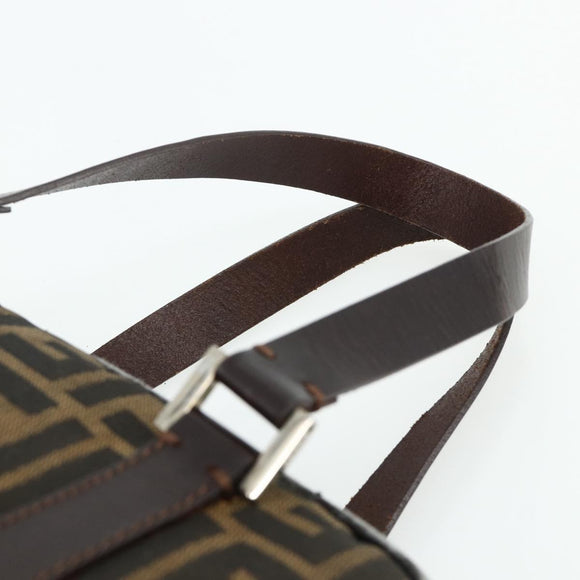 FENDI Zucca Canvas Hand Bag Black Brown Auth mr2487