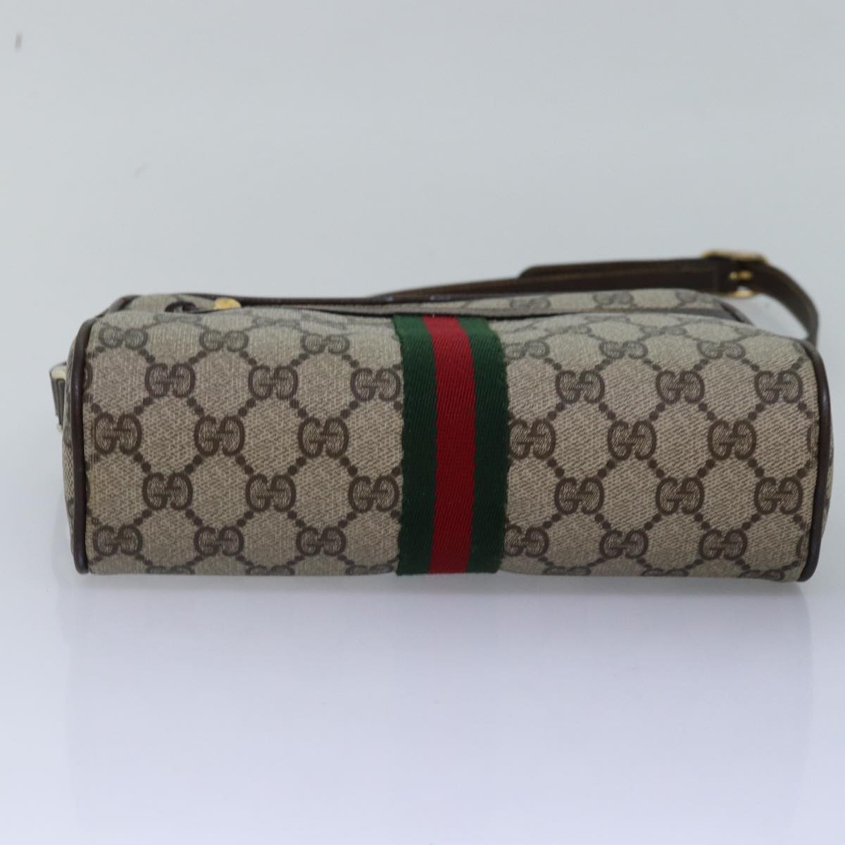 GUCCI GG Supreme Web Sherry Line Shoulder Bag PVC Beige Red Green Auth mr249