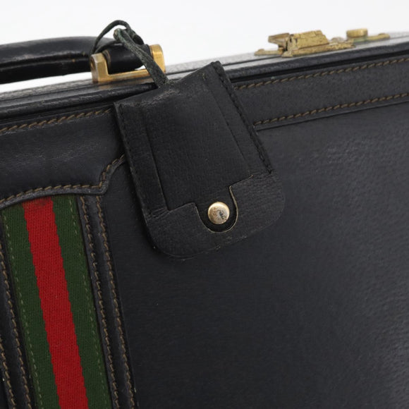 GUCCI Web Sherry Line Aktenkoffer Leder Schwarz Gold 016 067 1183 Original mr2496